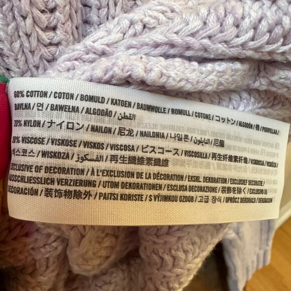 Hollister Chunky Sweater Tie Up Back Cropped Beige Boho Festival Size SM - Picture 6 of 6